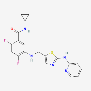 B1667228 N-cyclopropyl-2,4-difluoro-5-((2-(pyridin-2-ylamino)thiazol-5-yl)methylamino)benzamide CAS No. 639858-32-5