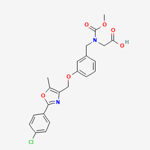 molecular formula C22H21ClN2O6 B1667234 甘氨酸，N-[[3-[[2-(4-氯苯基)-5-甲基-4-恶唑基]甲氧基]苯基]甲基]-N-(甲氧基羰基)- CAS No. 1000998-59-3