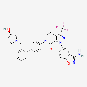 B1667237 1-(3-Amino-1,2-benzisoxazol-5-YL)-6-(2'-{[(3R)-3-hydroxypyrrolidin-1-YL]methyl}biphenyl-4-YL)-3-(trifluoromethyl)-1,4,5,6-tetrahydro-7H-pyrazolo[3,4-C]pyridin-7-one CAS No. 280118-23-2