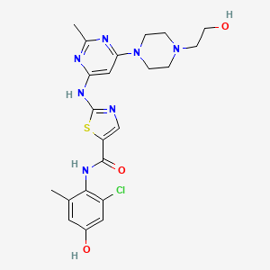 molecular formula C22H26ClN7O3S B1667239 5-噻唑甲酰胺，N-(2-氯-4-羟基-6-甲基苯基)-2-((6-(4-(2-羟乙基)-1-哌嗪基)-2-甲基-4-嘧啶基)氨基)- CAS No. 910297-57-3