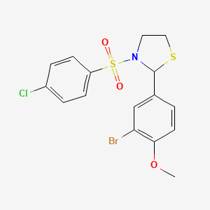 B1667243 2-(3-Bromo-4-methoxyphenyl)-3-(4-chlorophenyl)sulfonyl-1,3-thiazolidine CAS No. 313669-88-4
