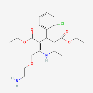 molecular formula C21H27ClN2O5 B1667245 diethyl 2-((2-aMinoethoxy)Methyl)-4-(2-chlorophenyl)-6-Methyl-1,4-dihydropyridine-3,5-dicarboxylate CAS No. 140171-65-9