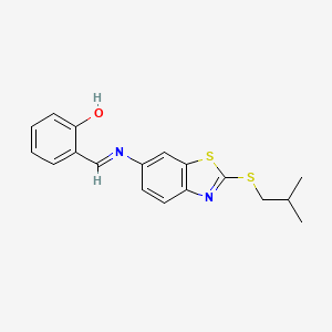 B1667303 2-[(2-Isobutylsulfanyl-benzothiazol-6-ylimino)-methyl]-phenol CAS No. 76383-13-6