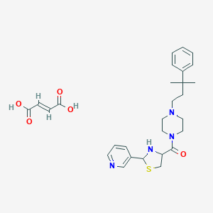 molecular formula C24H32N4OS.C4H4O4 B166733 1-(3-Methyl-3-phenylbutyl)-4-(2-(3-pyridyl)thiazolidin-4-ylcarbonyl)piperazine fumarate CAS No. 131888-54-5