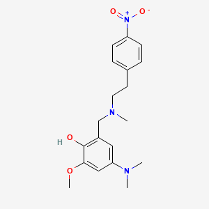 molecular formula C19H25N3O4 B1667338 苯酚，4-(二甲氨基)-2-甲氧基-6-((甲基(2-(4-硝基苯基)乙基)氨基)甲基)- CAS No. 396073-89-5