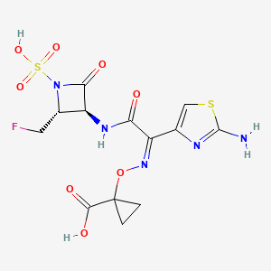 molecular formula C13H14FN5O8S2 B1667344 3-(2-(2-氨基-4-噻唑基)-2-(1-羧基-1-环丙氧基亚氨基)乙酰氨基)-4-氟甲基-2-氧代-1-氮杂环丁烷磺酸 CAS No. 89426-64-2