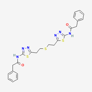 molecular formula C24H24N6O2S3 B1667490 N,N'-[sulfanediylbis(Ethane-2,1-Diyl-1,3,4-Thiadiazole-5,2-Diyl)]bis(2-Phenylacetamide) CAS No. 314045-39-1