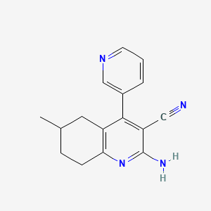 molecular formula C16H16N4 B1667516 2-Amino-6-methyl-4-(3-pyridinyl)-5,6,7,8-tetrahydroquinoline-3-carbonitrile CAS No. 642008-81-9