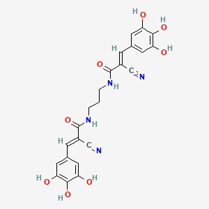 molecular formula C23H20N4O8 B1667527 (E)-2-氰基-N-[3-[[(E)-2-氰基-3-(3,4,5-三羟苯基)丙-2-烯酰基]氨基]丙基]-3-(3,4,5-三羟苯基)丙-2-烯酰胺 CAS No. 171674-76-3