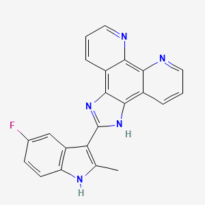 molecular formula C22H14FN5 B1667576 2-(5-氟-2-甲基-1H-吲哚-3-基)-1H-咪唑并[4,5-f][1,10]菲咯啉 CAS No. 916151-99-0