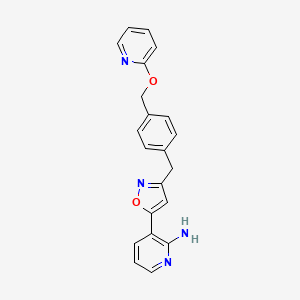 molecular formula C21H18N4O2 B1667579 (3-(3-(4-(((吡啶-2-基)氧基)甲基)苯甲基)异恶唑-5-基)吡啶-2-)胺 CAS No. 936339-60-5