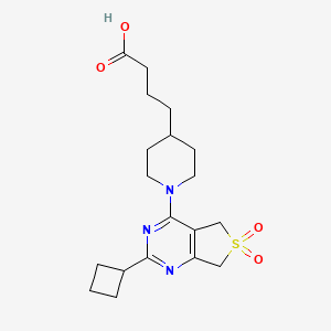 molecular formula C19H27N3O4S B1667632 4-[1-(2-环丁基-6,6-二氧代-5,7-二氢噻吩并[3,4-d]嘧啶-4-基)哌啶-4-基]丁酸 CAS No. 885038-66-4