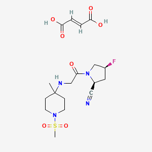 molecular formula C18H27FN4O7S B1667639 2-Pyrrolidinecarbonitrile, 4-fluoro-1-(((4-methyl-1-(methylsulfonyl)-4-piperidinyl)amino)acetyl)-, (2S,4S)-, (2E)-2-butenedioate (1:1) CAS No. 651055-26-4
