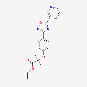 molecular formula C19H19N3O4 B1667664 2-甲基-2-(4-(5-(3-吡啶基)-1,2,4-恶二唑-3-基)苯氧基)丙酸，乙酯 CAS No. 40915-84-2