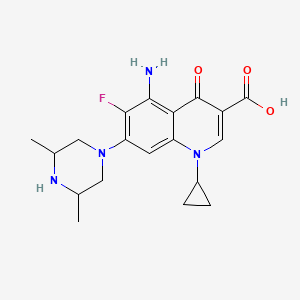 molecular formula C19H23FN4O3 B1667666 5-Amino-1-cyclopropyl-7-(3,5-dimethylpiperazin-1-yl)-6-fluoro-4-oxoquinoline-3-carboxylic acid CAS No. 123016-40-0