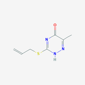 molecular formula C7H9N3OS B1667668 1,2,4-三嗪-5(2H)-酮，6-甲基-3-(2-丙烯硫基)- CAS No. 87450-64-4