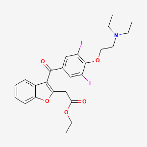molecular formula C25H27I2NO5 B1667669 3-(4-(2-(二乙氨基)乙氧基)-3,5-二碘苯甲酰基)-2-苯并呋喃乙酸乙酯 CAS No. 270587-30-9