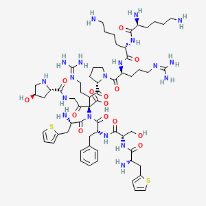 molecular formula C62H95N19O14S2 B1667689 L-精氨酸，N2-(N-(N-(N-(N-(N-(反式-4-羟基-1-(1-(N2-(N2-L-赖氨酰-L-赖氨酰)-L-精氨酰)-L-脯氨酰)-L-脯氨酰)甘氨酰)-3-(2-噻吩基)-L-丙氨酰)-L-丝氨酰)-D-苯丙氨酰)-3-(2-噻吩基)-L-丙氨酰)- CAS No. 103412-40-4