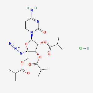 molecular formula C21H31ClN6O8 B1667719 4-氨基-1-(4-C-叠氮基-2',3',5'-三-O-(2-甲基丙酰)-β-D-呋喃核糖基)嘧啶-2(1H)-酮一水合物 CAS No. 690270-65-6