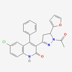 molecular formula C24H18ClN3O3 B1667772 3-[1-乙酰基-5-(2-呋喃基)-4,5-二氢-1H-吡唑-3-基]-6-氯-4-苯基-2(1H)-喹啉酮 CAS No. 330662-92-5