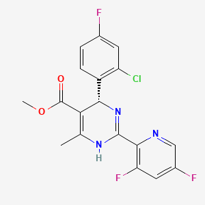 molecular formula C18H13ClF3N3O2 B1667814 5-嘧啶甲酸，4-(2-氯-4-氟苯基)-2-(3,5-二氟-2-吡啶基)-1,4-二氢-6-甲基-，甲酯，(4R)- CAS No. 298708-81-3