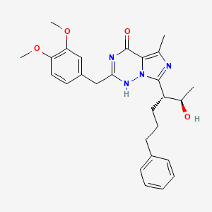 B1667819 2-[(3,4-dimethoxyphenyl)methyl]-7-[(2R,3R)-2-hydroxy-6-phenylhexan-3-yl]-5-methyl-1H-imidazo[5,1-f][1,2,4]triazin-4-one CAS No. 439083-90-6
