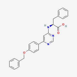 B1667821 (2R)-3-phenyl-2-[[6-(4-phenylmethoxyphenyl)pyrimidin-4-yl]amino]propanoic acid CAS No. 693790-96-4