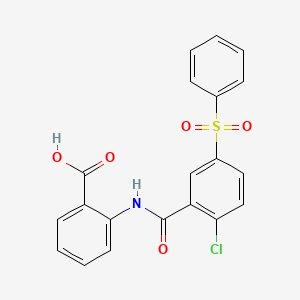 molecular formula C20H14ClNO5S B1667822 2-[[5-(苯磺酰基)-2-氯苯甲酰]氨基]苯甲酸 CAS No. 724440-27-1