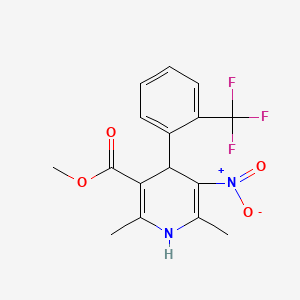 molecular formula C16H15F3N2O4 B1667825 2,6-二甲基-5-硝基-4-[2-(三氟甲基)苯基]-1,4-二氢吡啶-3-羧酸甲酯 CAS No. 71145-03-4