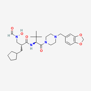 molecular formula C28H42N4O6 B1667830 环戊烷丙酰胺，N-((1S)-1-((4-(1,3-苯二氧杂-5-基甲基)-1-哌嗪基)羰基)-2,2-二甲基丙基)-α-((甲酰羟氨基)甲基)-，(αR)- CAS No. 325795-25-3