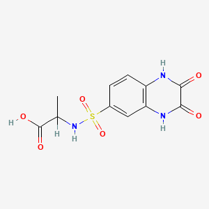 molecular formula C11H11N3O6S B1667843 2-(2,3-Dioxo-1,2,3,4-tetrahydroquinoxaline-6-sulfonamido)propanoic acid CAS No. 112170-24-8