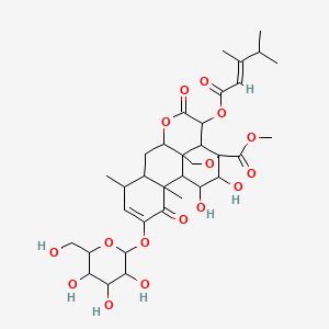 Methyl 3-[(E)-3,4-dimethylpent-2-enoyl]oxy-15,16-dihydroxy-9,13-dimethyl-4,12-dioxo-11-[3,4,5-trihydroxy-6-(hydroxymethyl)oxan-2-yl]oxy-5,18-dioxapentacyclo[12.5.0.01,6.02,17.08,13]nonadec-10-ene-17-carboxylate