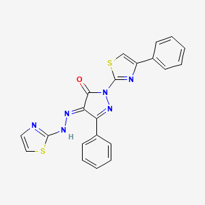 molecular formula C21H14N6OS2 B1667971 (4E)-5-phenyl-2-(4-phenyl-1,3-thiazol-2-yl)-4-(1,3-thiazol-2-ylhydrazinylidene)pyrazol-3-one CAS No. 314761-14-3