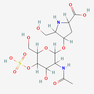 molecular formula C14H24N2O12S B1668046 4-[3-乙酰氨基-4-羟基-6-(羟甲基)-5-磺酰氧代氧杂-2-基]氧基-5-(羟甲基)吡咯烷-2-羧酸 CAS No. 92953-56-5