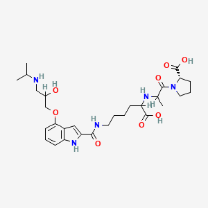 molecular formula C29H43N5O8 B1668159 N-(1-羧基-5-(4-(2-羟基-3-异丙基氨基丙氧基)-1H-吲哚-2-甲酰胺)戊基)丙氨酰脯氨酸 CAS No. 103221-88-1