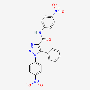 molecular formula C21H14N6O5 B1668271 N,1-双(4-硝基苯基)-5-苯基三唑-4-甲酰胺 CAS No. 660817-08-3