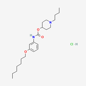 molecular formula C22H37ClN2O3 B1668304 Carbamic acid, (3-(hexyloxy)phenyl)-, 1-butyl-4-piperidinyl ester, monohydrochloride (9CI) CAS No. 105384-16-5
