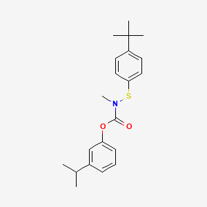 molecular formula C21H27NO2S B1668313 Carbamic acid, ((p-tert-butylphenyl)thio)methyl-, m-isopropylphenyl ester CAS No. 50539-96-3
