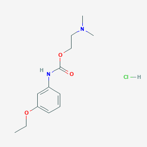 molecular formula C13H21ClN2O3 B1668316 碳酸苯氨酯，间位甲氧基，2-(二甲氨基)乙酯，盐酸盐 CAS No. 68097-49-4