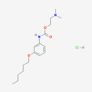 B1668323 Carbanilic acid, m-hexyloxy-, 2-(dimethylamino)ethyl ester, hydrochloride CAS No. 68097-61-0