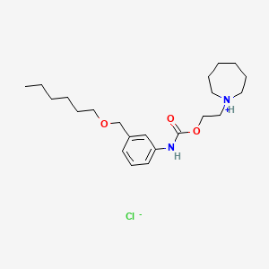 molecular formula C22H37ClN2O3 B1668326 Carbanilic acid, m-((hexyloxy)methyl)-, 2-(hexahydro-1H-azepin-1-yl)ethyl ester, hydrochloride CAS No. 80171-90-0