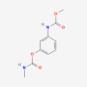 molecular formula C10H12N2O4 B1668331 Carbanilic acid, m-hydroxy-, methyl ester, methylcarbamate CAS No. 13684-67-8