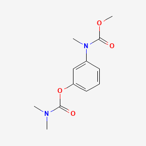 molecular formula C12H16N2O4 B1668332 Carbanilic acid, m-hydroxy-N-methyl-, methyl ester, dimethylcarbamate (ester) CAS No. 19961-92-3