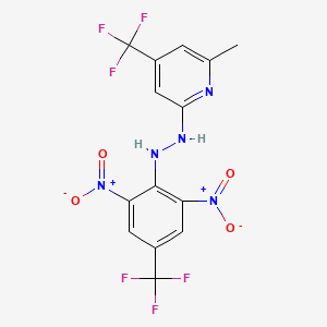 molecular formula C14H9F6N5O4 B1668412 Pyridine, 4-trifluoromethyl-2-(4-trifluoromethyl-2,6-dinitrophenylhydrazino)-6-methyl- CAS No. 671181-94-5