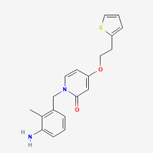 molecular formula C19H20N2O2S B1668466 1-(3-amino-2-methylbenzyl)-4-(2-(thiophen-2-yl)ethoxy)pyridin-2(1H)-one CAS No. 934628-27-0