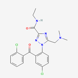 molecular formula C21H21Cl2N5O2 B1668471 1H-1,2,4-三唑-3-甲酰胺，1-(4-氯-2-(2-氯苯甲酰)苯基)-5-((二甲氨基)甲基)-N-乙基- CAS No. 64078-09-7