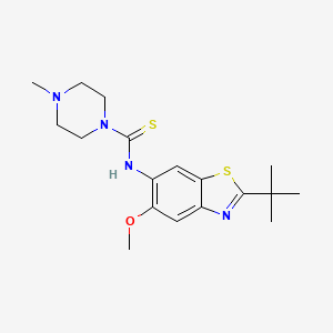molecular formula C18H26N4OS2 B1668481 1-哌嗪硫代酰胺，N-(2-(1,1-二甲基乙基)-5-甲氧基-6-苯并噻唑基)-4-甲基- CAS No. 122378-48-7