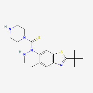 molecular formula C18H27N5S2 B1668484 1-哌嗪甲硫酸，1-(2-(1,1-二甲基乙基)-5-甲基-6-苯并噻唑基)-2-甲基肼基 CAS No. 122378-49-8