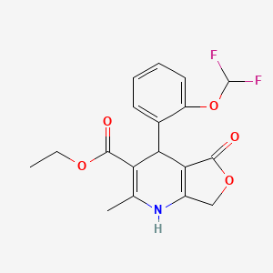 molecular formula C18H17F2NO5 B1668488 呋喃(3,4-b)吡啶-3-羧酸，1,4,5,7-四氢-4-(2-(二氟甲氧基)苯基)-2-甲基-5-氧代-，乙酯 CAS No. 89289-93-0