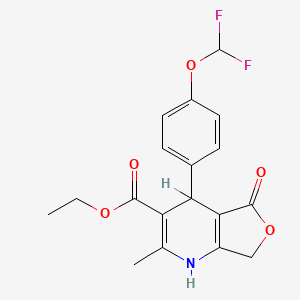 molecular formula C18H17F2NO5 B1668489 呋喃（3,4-b）吡啶-3-羧酸，4-(4-(二氟甲氧基)苯基)-1,4,5,7-四氢-2-甲基-5-氧代-，乙酯 CAS No. 92638-14-7